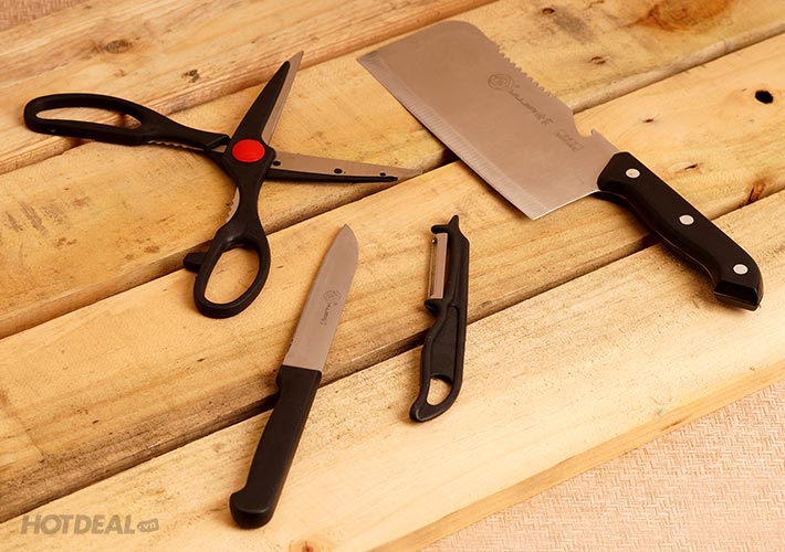 Bộ Dao Kéo Làm Bếp 4 Món